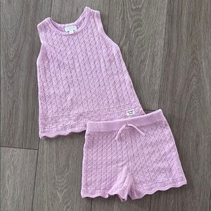 Grayson Mini Knit Tank and Shorts Set light purple pink color size 3T nwot